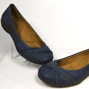 Natural Soul Girly Women's size 8M Slip On Ballet Flats Blue Suede Faux Leather
